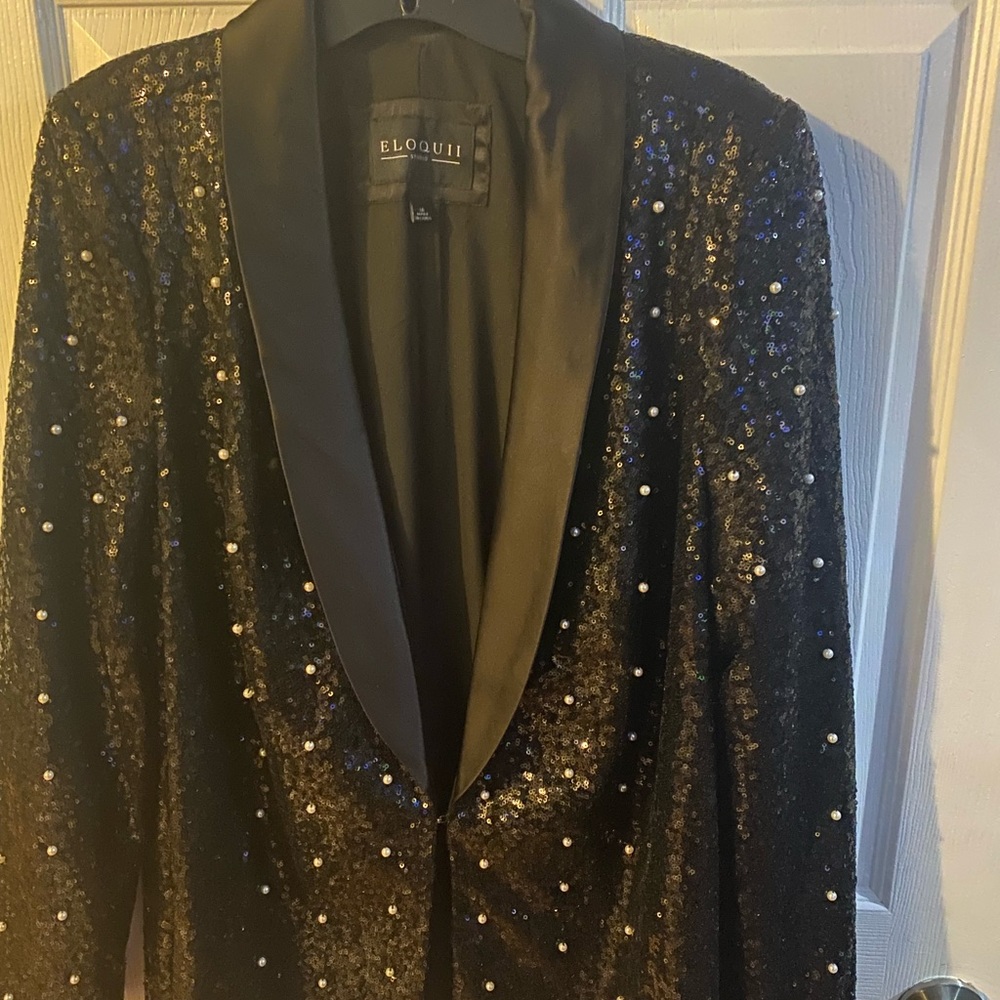 Black Tuxedo Blazer with pearls